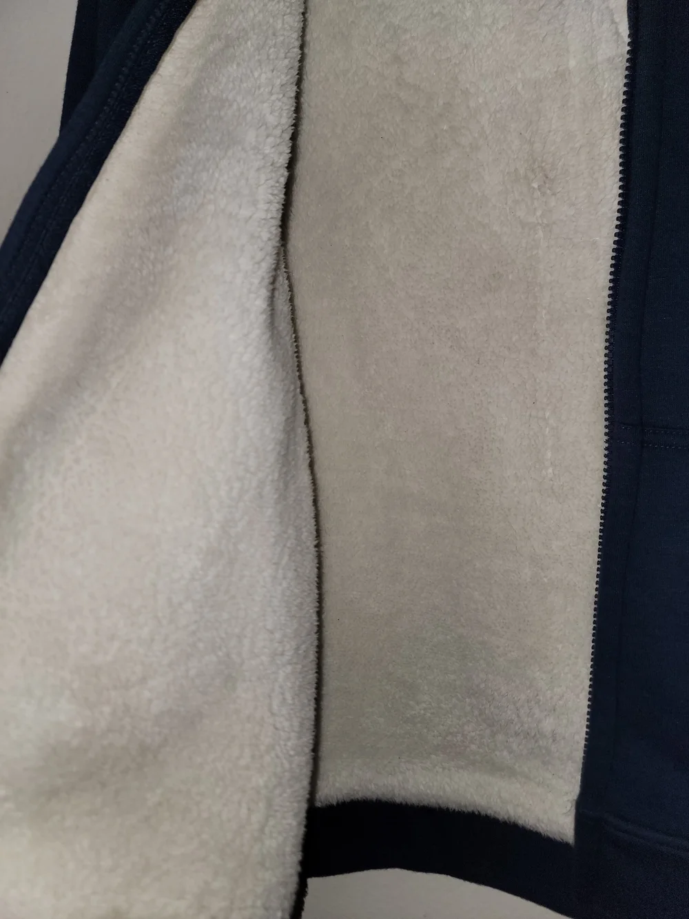 Navy Zip-Up Hoodie with Sherpa Lining